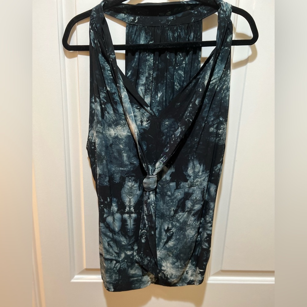Tie dye blue and black blouse
